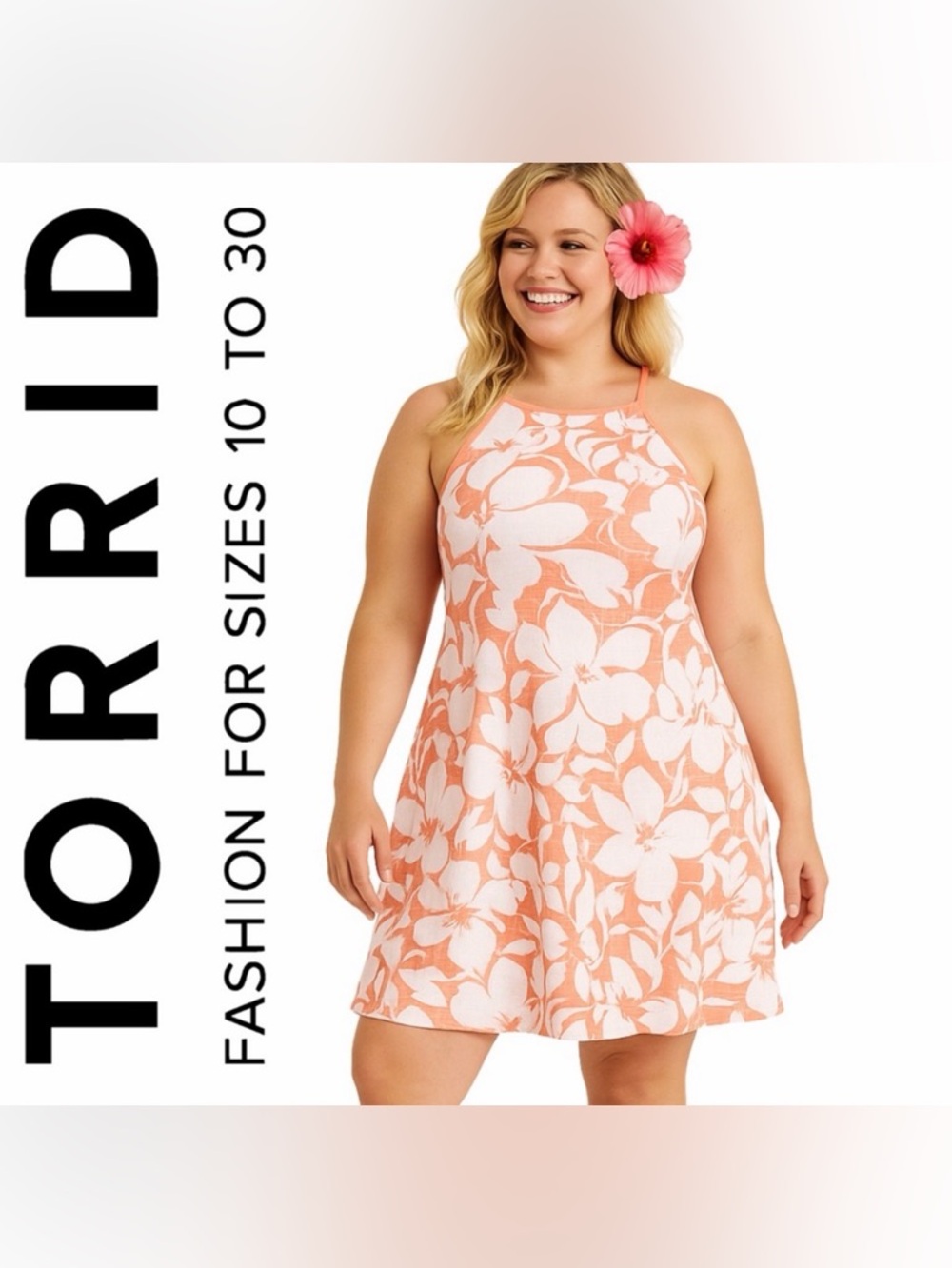 Torrid Pink Baja Floral Goddess Trapeze Mini Dress, 1X, NWT!